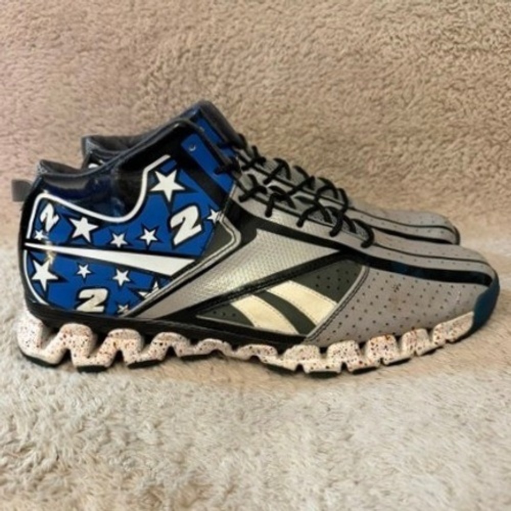 Reebok ZigNano John Wall Season 2 ZigEncore Shoes Silver Blue Stars Mens 12